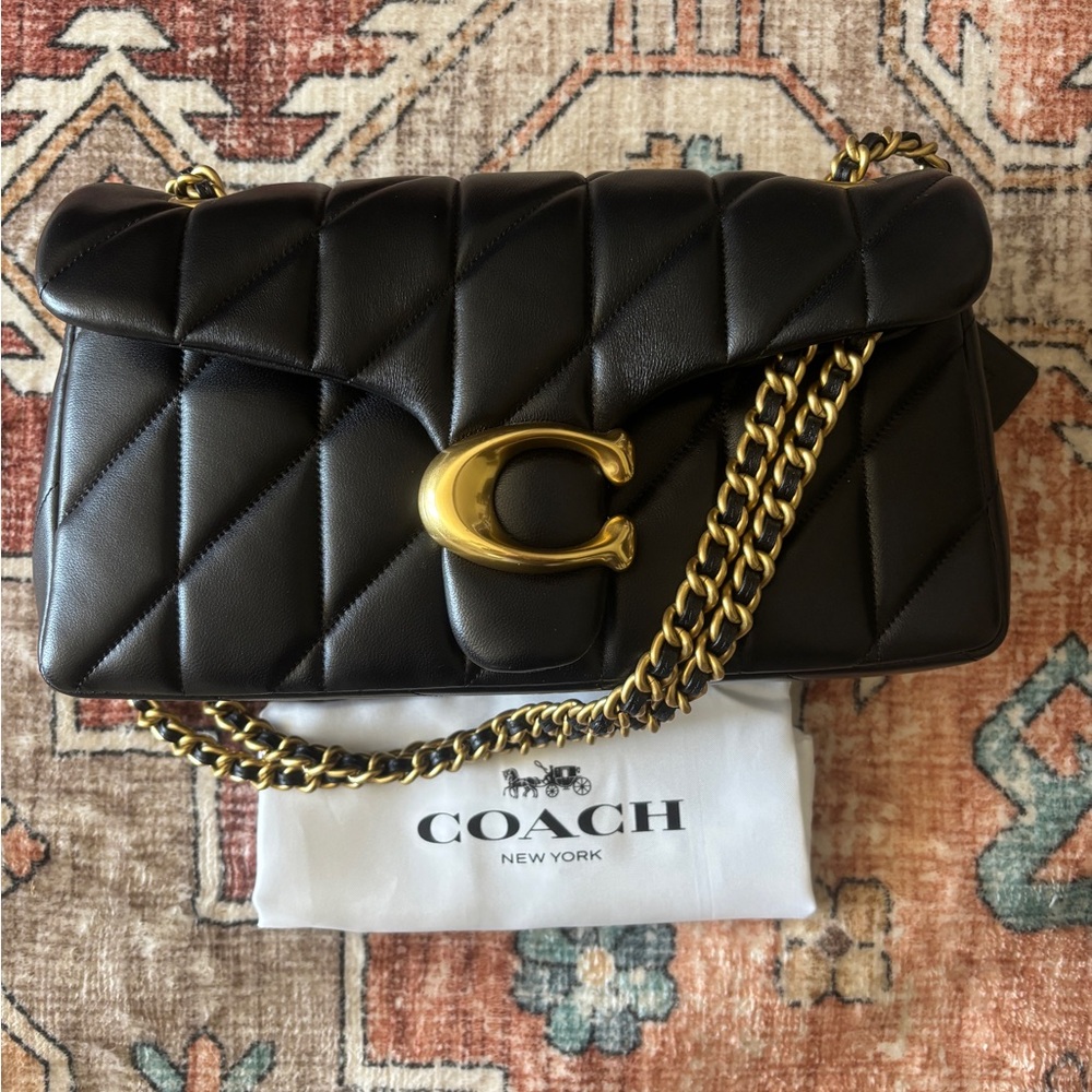 Coach Black Quilted Shoulder Bag with Gold Accents